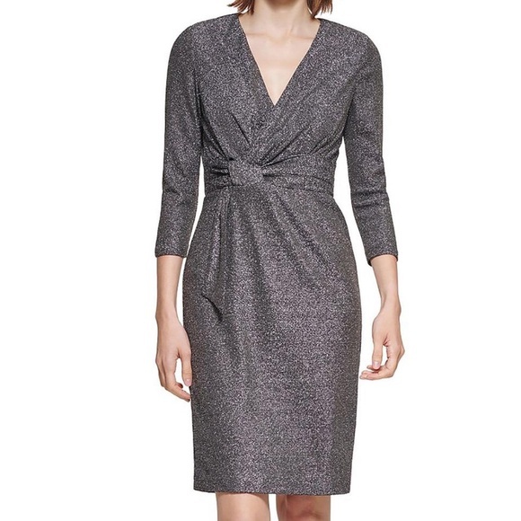 Calvin Klein Dresses & Skirts - Calvin Klein -‎ Metallic Faux-Wrap Cocktail Dress
